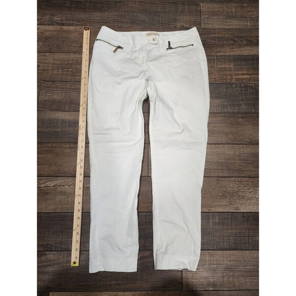 Michael Kors Women's White Stretch Ankle Jeans Size 10 Zip Pockets - Picture 1 of 8